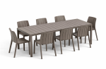 Zestaw stół Rio 210 + 8 krzeseł Tiberina tortora - Nardi