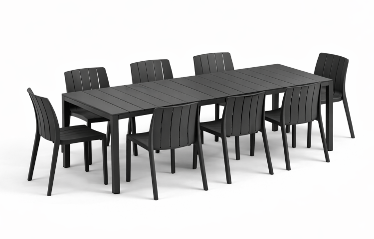 stół Rio, stół rozkładany, krzesło Tiberina, zestaw Rio i Tiberina, zestaw mebli ogrodowych, zestaw mebli tarasowych, meble outdoorowe, meble ogrodowe