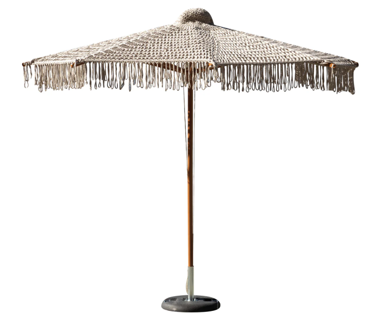 parasol Macrame, parasol Greenwood, parasol ogrodowy, parasol drewniany, parasol rozkładany, parasol boho