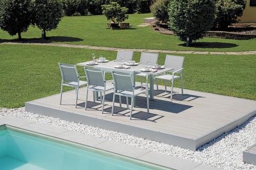 krzesło Pola, krzesło aluminiowe, krzesło sztaplowane, krzesło outdoorowe, krzesło na taras, meble ogrodowe