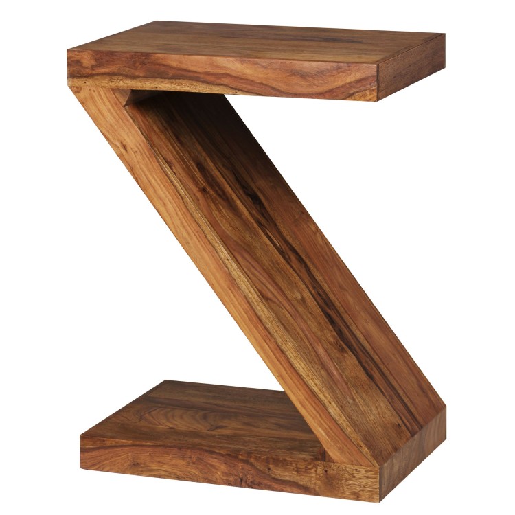 stolik Z Cube, stolik pomocniczy, stolik boczny, stolik w kształcie litery Z, stolik z drewna sheesham