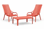 Zestaw stolik kawowy Net + 2 fotele Net Lounge corallo - Nardi