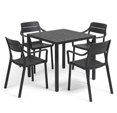 zestaw stół Cube i krzesła Cassia, stół Cube, meble Nardi, meble outdoorowe, meble na taras, zestaw Nardi