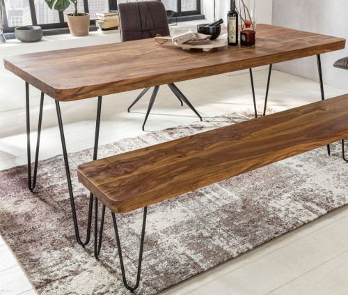 stół Wohnling, stół z drewna sheesham, stół drewniany, stół do jadalni, styl industrialny