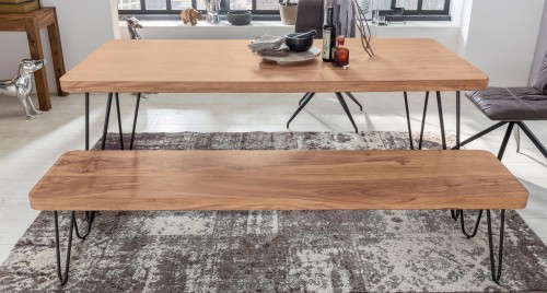 ławka Wohnling, ławka z drewna akacjowego, ławka drewniana, ławka do jadalni, styl industrialny