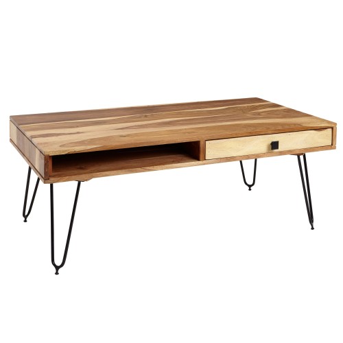 stolik kawowy Wohnling, stolik kawowy z drewna akacjowego, stolik kawowy drewniany, stolik kawowy do salonu, styl industrialny