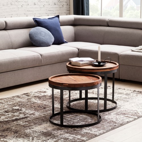 stolik kawowy Wohnling, stolik kawowy z drewna sheesham, stolik kawowy drewniany, stolik kawowy do salonu, styl industrialny