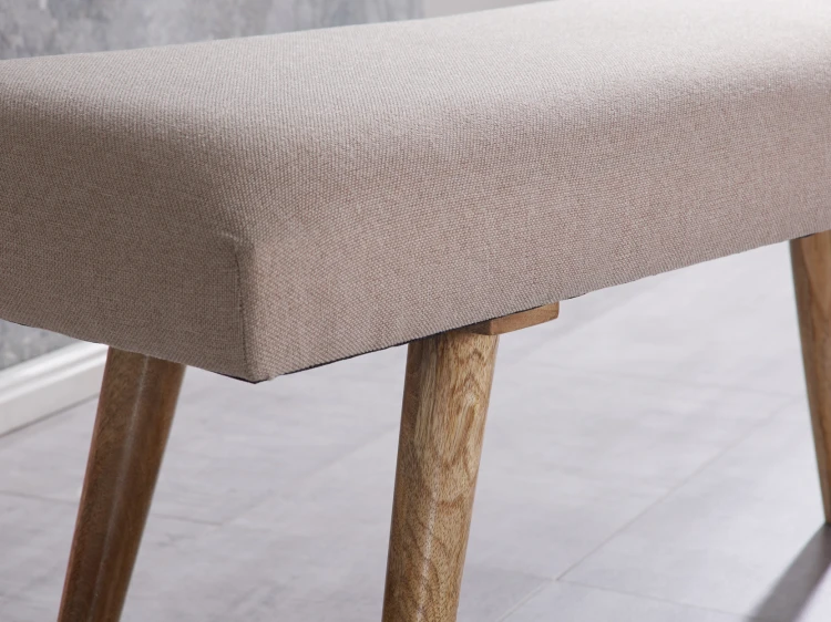 ławka Wohnling, ławka z drewna mango, ławka drewniana, ławka do jadalni, styl retro, ławka tapicerowana