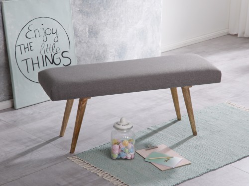 ławka Wohnling, ławka z drewna mango, ławka drewniana, ławka do jadalni, styl retro, ławka tapicerowana