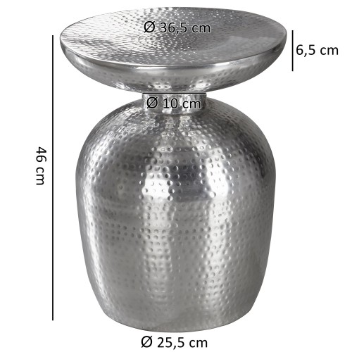 stolik boczny Delyla, stolik aluminiowy, stolik pomocniczy, stolik do salonu