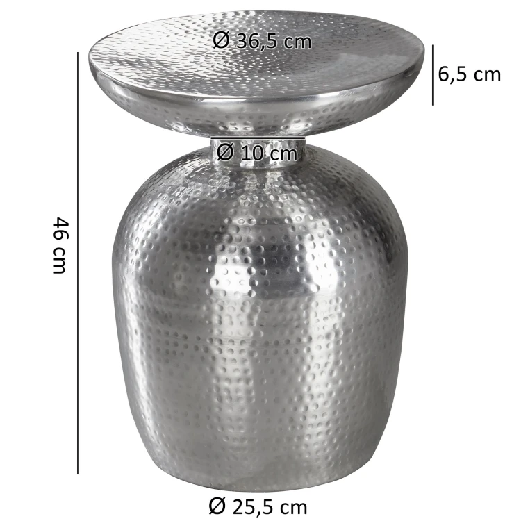 stolik boczny Delyla, stolik aluminiowy, stolik pomocniczy, stolik do salonu