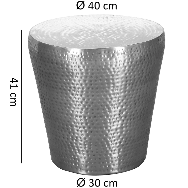 stolik boczny Vikram, stolik aluminiowy, stolik pomocniczy, stolik do salonu