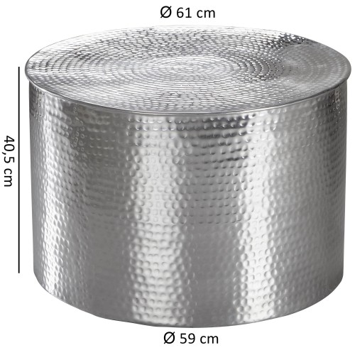 stolik boczny Delyla, stolik aluminiowy, stolik pomocniczy, stolik do salonu