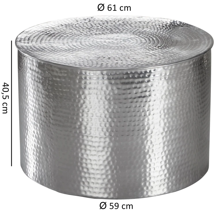 stolik boczny Delyla, stolik aluminiowy, stolik pomocniczy, stolik do salonu