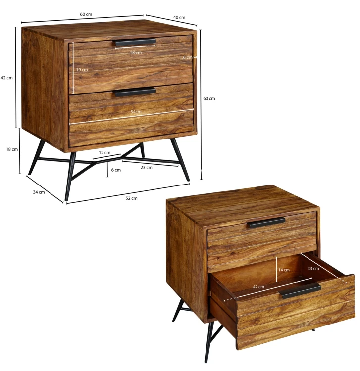 szafka Jungle, szafka Wohnling, szafka z drewna sheesham, szafka drewniana, szafka w stylu industrialnym