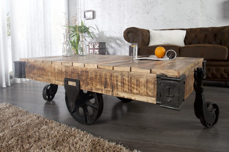 Stolik kawowy Railway 120cm Mango Invicta, oryginalne rozwiązanie, wysoka jakość prezentowanego produktu