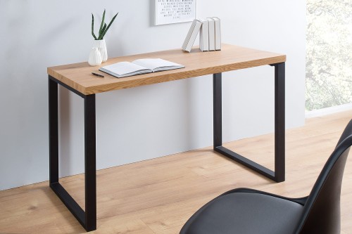 Biurko Sema 120 cm naturalne, blat z płyty MDF i żelazna rama, wysoka jakość prezentowanego modelu, idealny do każdego domu