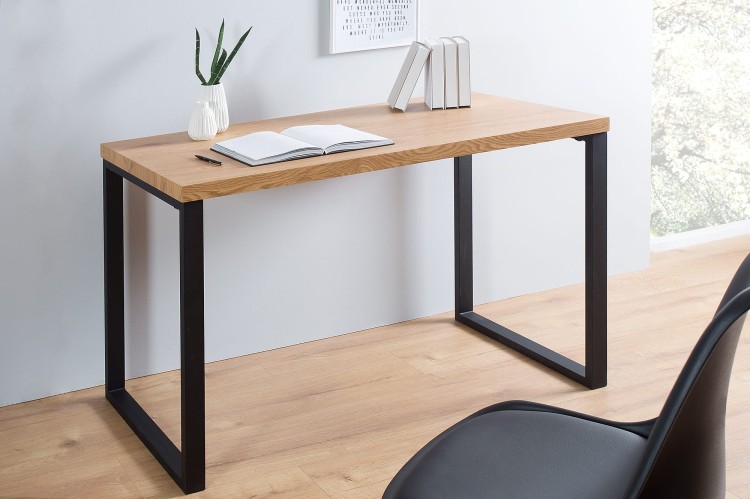 Biurko Sema 120 cm naturalne, blat z płyty MDF i żelazna rama, wysoka jakość prezentowanego modelu, idealny do każdego domu