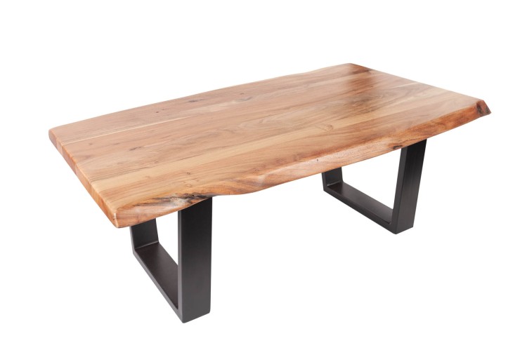 Stolik kawowy Tatum 110 cm wykonany z drewna litego akacji prosty design wysoka jakość prezentowanego produktu