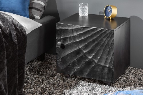 Stolik Rac 50 cm czarny, lite drewno mango, tradycyjny wygląd, wyjątkowe wykończenie, wysoka jakość produktu