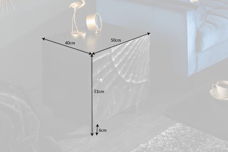Stolik Rac 50 cm czarny, lite drewno mango, tradycyjny wygląd, wyjątkowe wykończenie, wysoka jakość produktu