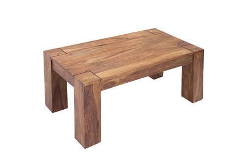 Stolik kawowy Santar 100 cm w kolorze naturalnym wykonany z litego drewna, nowoczesny wygląd, niemiecka jakość, ciekawy kształt, modny kolor
