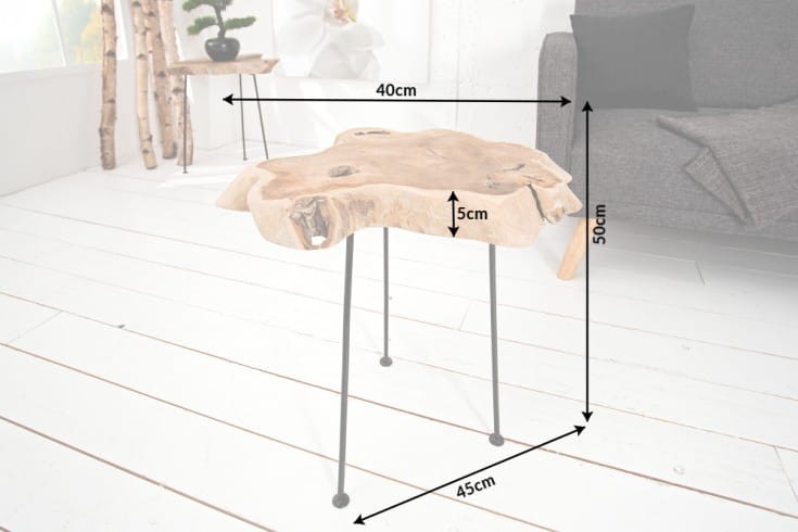 Stolik kawowy Wild 40 cm lite drewno akacja, naturalny wygląd, oryginalny kształt, modele wysokiej jakości
