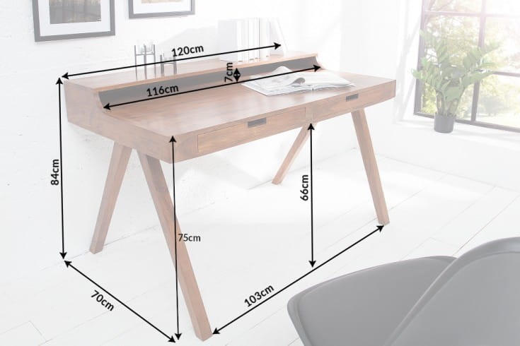 Biurko Sonn 120 cm akacja, szlachetny model, ciekawy kształt, wysoka jakość produktu