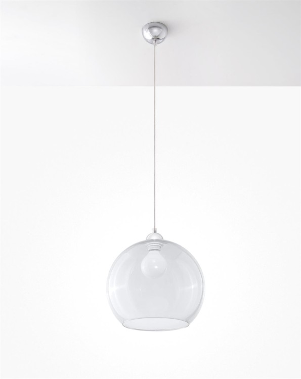 Lampa wisząca Ball, lampa szklana transparentna, lampa nowoczesna, lampa minimalistyczna