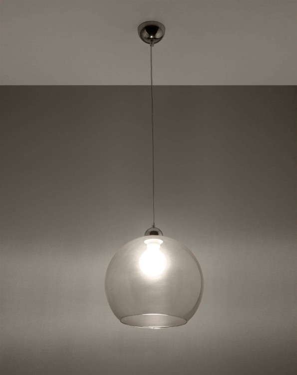 Lampa wisząca Ball, lampa szklana transparentna, lampa nowoczesna, lampa minimalistyczna