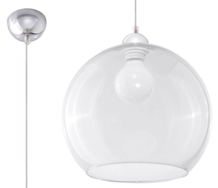 Lampa wisząca Ball, lampa szklana transparentna, lampa nowoczesna, lampa minimalistyczna