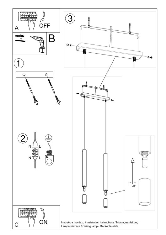 Lampa wisząca Wezyr 2 czarna