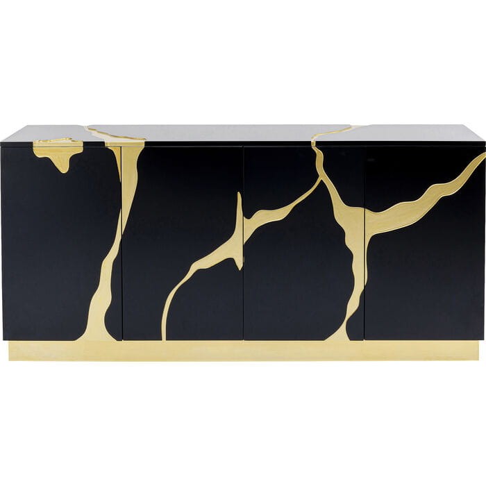 kredens Cracked Black Gold, kredens Kare Design, kredens do salonu, kredens do jadalni