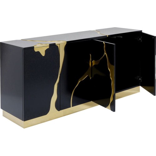 kredens Cracked Black Gold, kredens Kare Design, kredens do salonu, kredens do jadalni