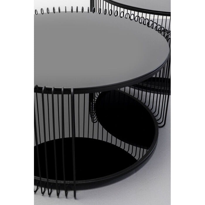 stoliki kawowe Wire, stoliki kawowe Kare Design, zestaw stolików kawowych, stolik metalowy, stolik szkło hartowane
