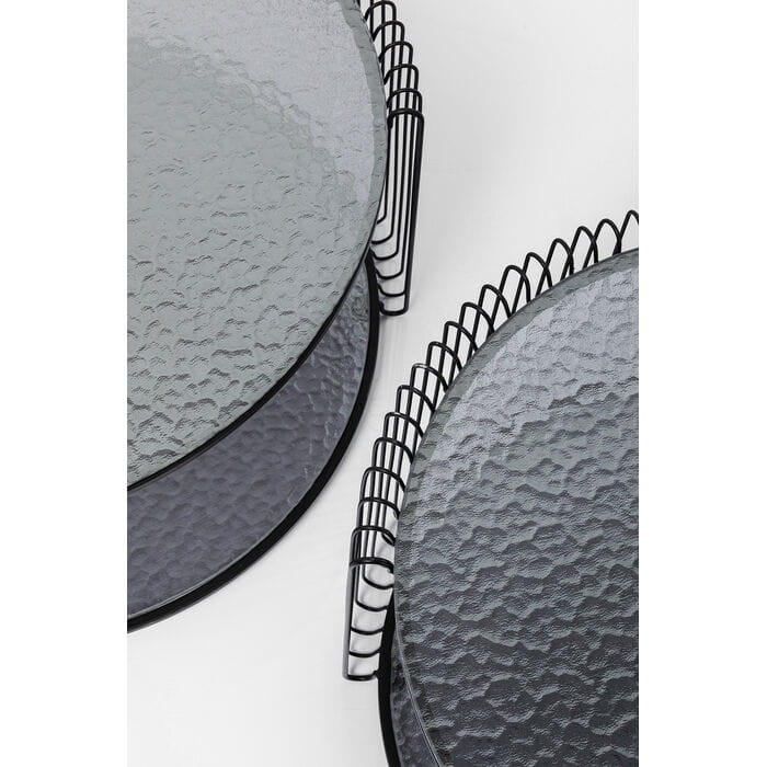 stoliki kawowe Wire, stoliki kawowe Kare Design, zestaw stolików kawowych, stolik metalowy, stolik szkło hartowane