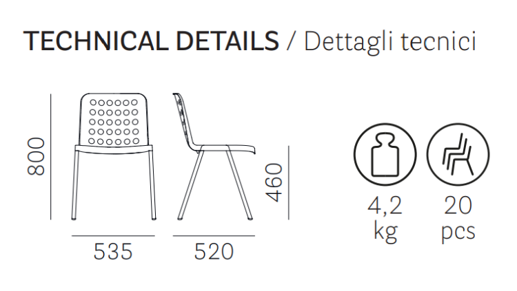 krzesło Koi-Booki, krzesło Pedrali, krzesło outdoorowe, krzesło do restauracji, krzesło na taras, krzesło do jadalni, krzesło nowoczesne, nowoczesny design, włoski design