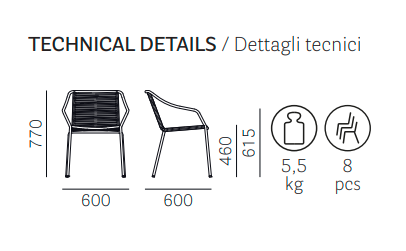 krzesło Philia, krzesło Pedrali, krzesło outdoorowe, krzesło na taras, krzesło ogrodowe, krzesło do restauracji, krzesło plecione, nowoczesny design, włoski design
