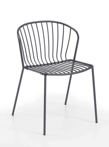 krzesło Amitha, styl industrialny, krzesło outdoor, krzesło do restauracji, minimalizm, trwałość, odporność na warunki, nowoczesny design, pręty stalowe, loft, meble komercyjne