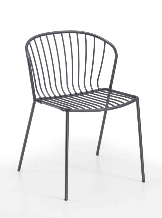 krzesło Amitha, styl industrialny, krzesło outdoor, krzesło do restauracji, minimalizm, trwałość, odporność na warunki, nowoczesny design, pręty stalowe, loft, meble komercyjne