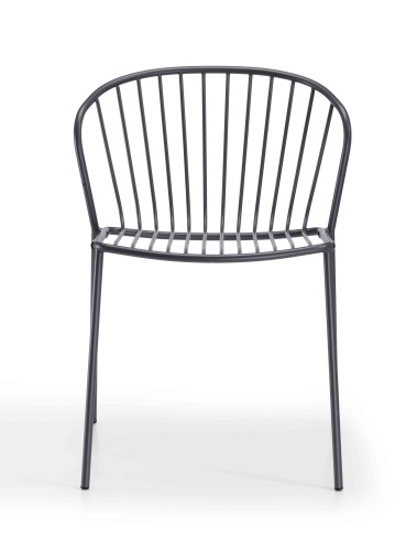 krzesło Amitha, styl industrialny, krzesło outdoor, krzesło do restauracji, minimalizm, trwałość, odporność na warunki, nowoczesny design, pręty stalowe, loft, meble komercyjne