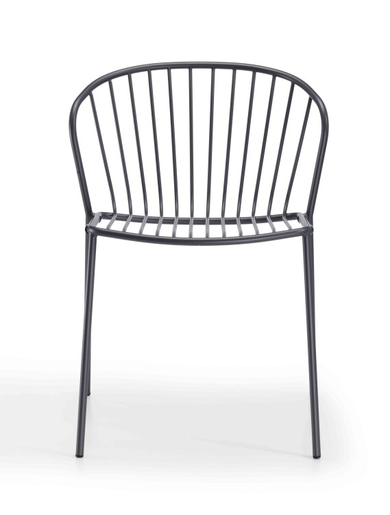 krzesło Amitha, styl industrialny, krzesło outdoor, krzesło do restauracji, minimalizm, trwałość, odporność na warunki, nowoczesny design, pręty stalowe, loft, meble komercyjne