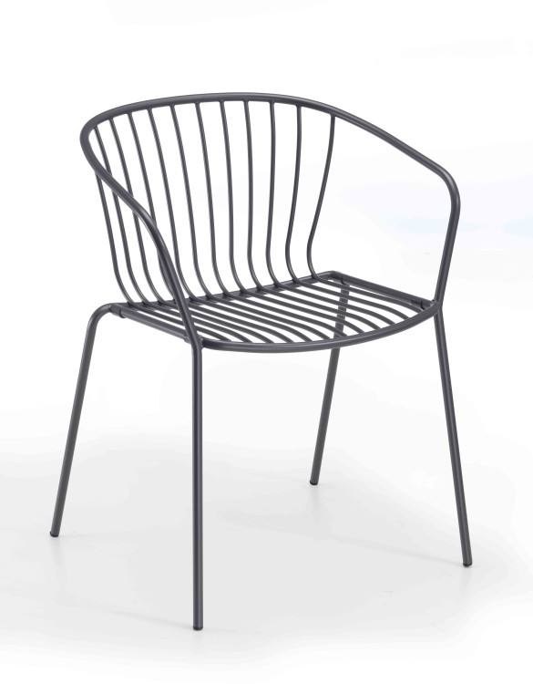 krzesło Amitha, styl industrialny, krzesło outdoor, krzesło do restauracji, minimalizm, trwałość, odporność na warunki, nowoczesny design, pręty stalowe, loft, meble komercyjne