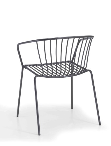 krzesło Amitha, styl industrialny, krzesło outdoor, krzesło do restauracji, minimalizm, trwałość, odporność na warunki, nowoczesny design, pręty stalowe, loft, meble komercyjne