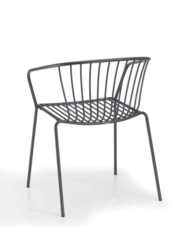 krzesło Amitha, styl industrialny, krzesło outdoor, krzesło do restauracji, minimalizm, trwałość, odporność na warunki, nowoczesny design, pręty stalowe, loft, meble komercyjne