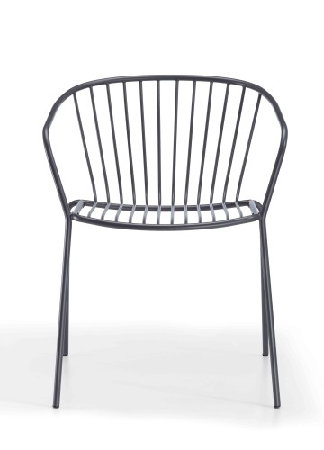 krzesło Amitha, styl industrialny, krzesło outdoor, krzesło do restauracji, minimalizm, trwałość, odporność na warunki, nowoczesny design, pręty stalowe, loft, meble komercyjne