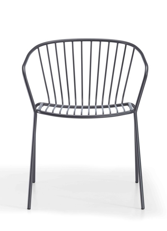 krzesło Amitha, styl industrialny, krzesło outdoor, krzesło do restauracji, minimalizm, trwałość, odporność na warunki, nowoczesny design, pręty stalowe, loft, meble komercyjne