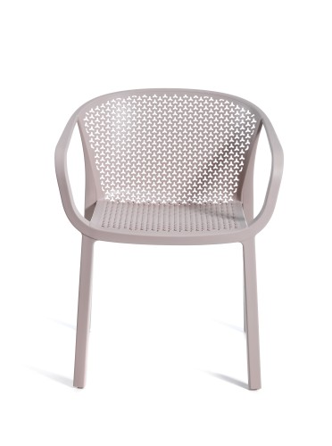 krzesło outdoor, nowoczesne krzesło, meble ogrodowe, odporność na warunki, perforowane oparcie, podłokietniki, ergonomia, komfort, styl industrialny, sztaplowanie, ogródek restauracyjny, balkon, trwałość, design