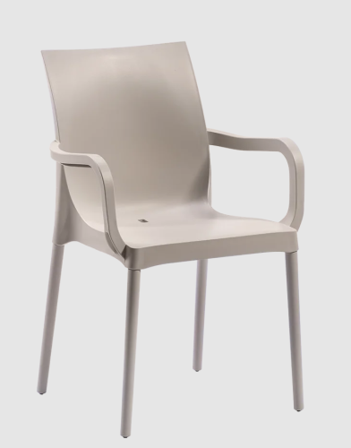 krzesło Iris, krzesło ogrodowe, nowoczesne krzesło, krzesło do kawiarni, odporność UV, tworzywo sztuczne, krzesło sztaplowane, ergonomiczne, krzesło do restauracji, krzesło na taras, wersja z podłokietnikami
