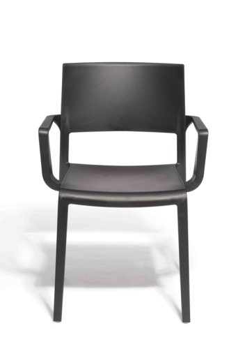 krzesło Lilibet, krzesło do kawiarni, krzesło na taras, meble restauracyjne, odporne krzesło outdoor, nowoczesne krzesło z tworzywa, wersja z podłokietnikami, krzesło do gastronomii, trwałe krzesło z tworzywa, lekkie krzesło plastikowe